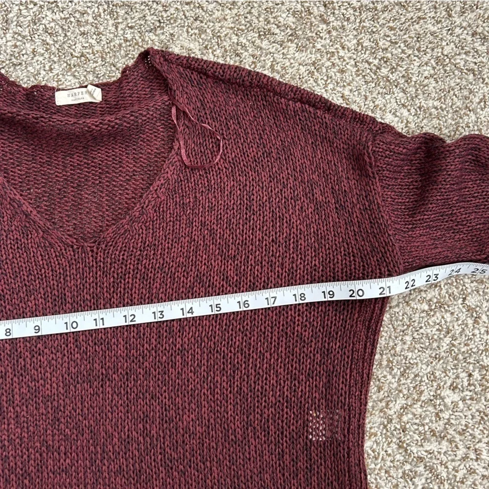 Francesca’s Harper Heritage Maroon Crewneck Sweater Large Elbow Detail